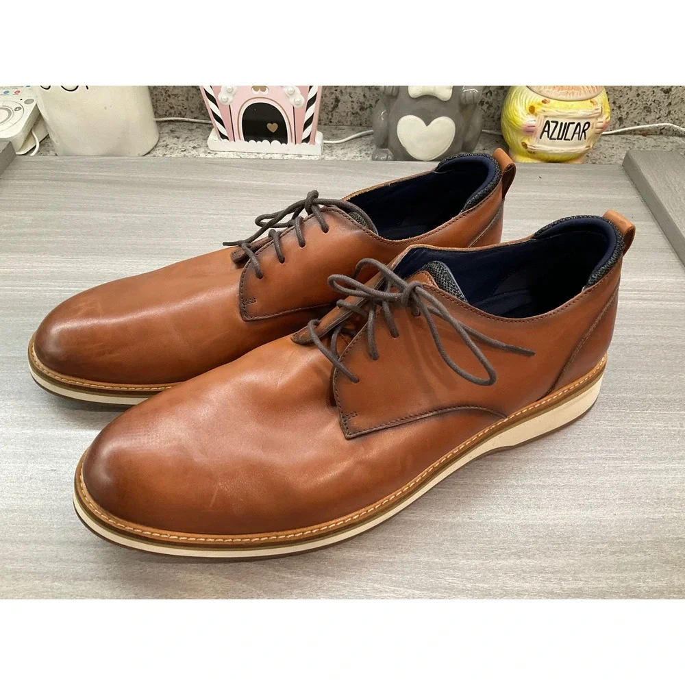 COLE HAAN MENS GRAND 360 OXFORD LEATHER BROWN FORMAL CASUAL NON‎ SLIP SHOES